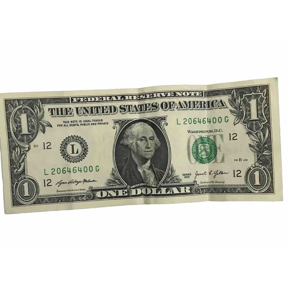RARE  2021 One Dollar Bill  WITH FANCY SERIAL NUMBER CIRCULATED